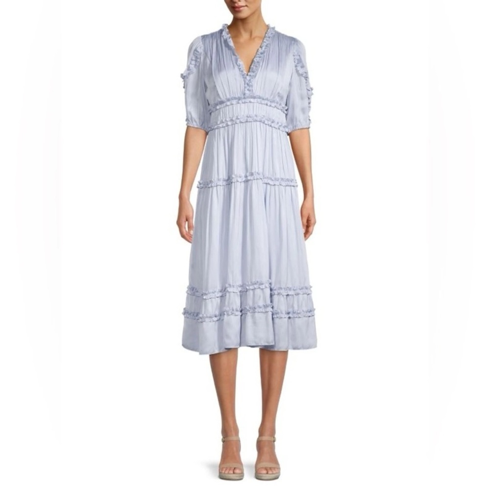 BCBGMAXAZRIA Designer Ruffle Midi Dress